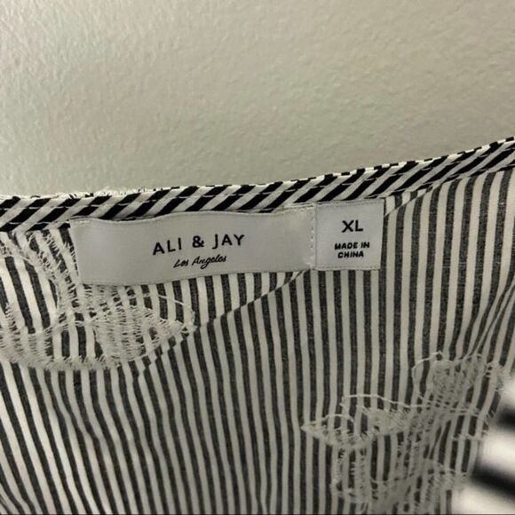 Ali +Jay full Button black white stripe Midi Dress NWT womens XL - Picture 8 of 8
